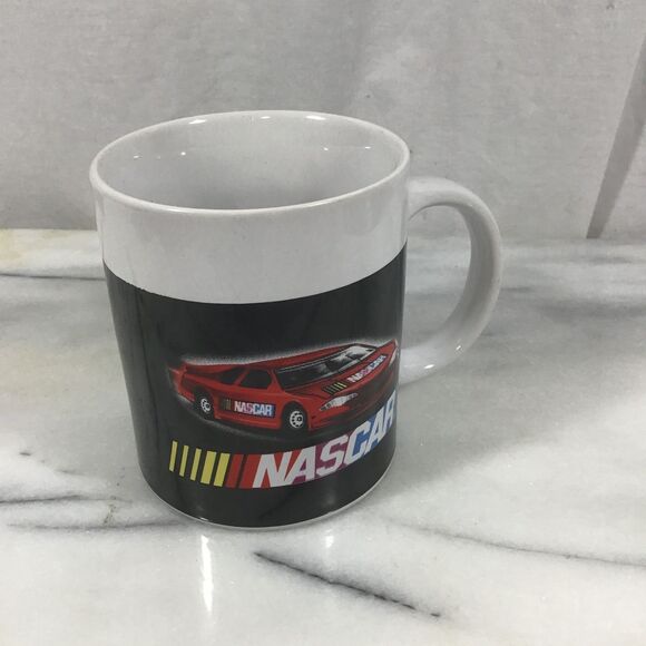 Vintage NASCAR Coffee Mug with Red Race Car Collectible Cup - Picture 2 of 3